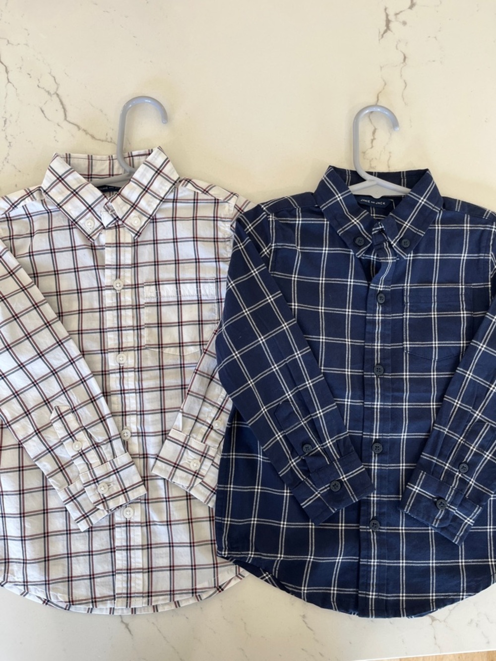Janie and Jack Plaid Button-Down Shirts in Navy and White